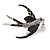 Stunning Black/ Clear Crystal Swallow/ Swift Brooch In Silver Tone - 50mm Across