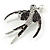 Stunning Black/ Clear Crystal Swallow/ Swift Brooch In Silver Tone - 50mm Across - view 3