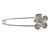 Silver Plated Clear Crystal Safety Pin Brooch With Flower Motif - 80mm L - view 5