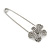 Silver Plated Clear Crystal Safety Pin Brooch With Flower Motif - 80mm L - view 6