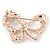 Exquisite Crystal, Faux Pearl Bead Butterfly Brooch In Rose Gold Metal - 40mm Across - view 4