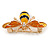Small Funky Yellow/ Black/ Orange Bee Brooch In Gold Tone - 35mm Wide - view 5