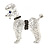Silver Tone Textured Grey Crystal Poodle Dog Brooch - 35mm Across