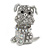 Small Clear/ Ab Crystal Bulldog Dog Brooch In Silver Tone - 30mm Tall