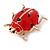 Red/ Black Enamel Ladybug Brooch In Gold Tone Metal - 30mm Tall - view 4
