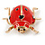 Red/ Black Enamel Ladybug Brooch In Gold Tone Metal - 30mm Tall - view 5