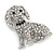 Crystal Puppy Dog Brooch In Silver Tone - 37mm Tall - view 2