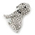 Crystal Puppy Dog Brooch In Silver Tone - 37mm Tall - view 3