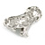 Crystal Puppy Dog Brooch In Silver Tone - 37mm Tall - view 4