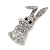 Silver Tone, Crystal Dancing Bunny Brooch - 45mm Tall - view 2