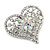 Clear/ Ab Crystal Heart Brooch In Silver Tone - 35mm Tall - view 3