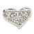 Clear/ Ab Crystal Heart Brooch In Silver Tone - 35mm Tall - view 4