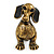 Vintage Inspired Dachshund Dog Brooch In Antique Gold Tone - 33mm Tall