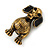 Vintage Inspired Dachshund Dog Brooch In Antique Gold Tone - 33mm Tall - view 2