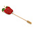 Gold Tone Red Crystal Green Enamel Apple Lapel, Hat, Suit, Tuxedo, Collar, Scarf, Coat Stick Brooch Pin - 63mm Long - view 4