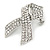 Clear Crystal Breast Cancer Awareness Ribbon Lapel Pin In Rhodium Plating - 50mm Tall - view 2