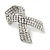 Clear Crystal Breast Cancer Awareness Ribbon Lapel Pin In Rhodium Plating - 50mm Tall - view 3
