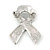 Clear Crystal Breast Cancer Awareness Ribbon Lapel Pin In Rhodium Plating - 50mm Tall - view 4