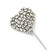 Silver Tone Clear Crystal Heart Lapel, Hat, Suit, Tuxedo, Collar, Scarf, Coat Stick Brooch Pin - 55mm L - view 3