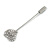 Silver Tone Clear Crystal Heart Lapel, Hat, Suit, Tuxedo, Collar, Scarf, Coat Stick Brooch Pin - 55mm L - view 4