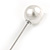 Silver Tone Clear Crystal White Glass Pearl Snowflake Hat, Suit, Tuxedo, Collar, Scarf, Coat Stick Brooch Pin - 85mm L - view 6