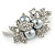 Stunning Grey Pearl, Milky White Crystal Floral Brooch In Silver Tone - 55mm Across - view 2