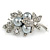 Stunning Grey Pearl, Milky White Crystal Floral Brooch In Silver Tone - 55mm Across - view 3