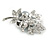 Stunning Grey Pearl, Milky White Crystal Floral Brooch In Silver Tone - 55mm Across - view 5