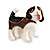 Brown/ Black/ White Enamel Beagle Puppy Dog Brooch In Gold Tone - 30mm Across - view 2