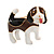 Brown/ Black/ White Enamel Beagle Puppy Dog Brooch In Gold Tone - 30mm Across - view 5