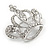 Clear Crystal Crown Brooch In Silver Tone - 40mm Across - view 2