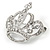 Clear Crystal Crown Brooch In Silver Tone - 40mm Across - view 3