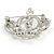 Clear Crystal Crown Brooch In Silver Tone - 40mm Across - view 4