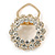 Clear Crystal Round Scarf Brooch In Gold Tone Metal - 40mm D - view 4