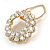 Clear Crystal Round Scarf Brooch In Gold Tone Metal - 40mm D - view 5