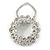 Clear Crystal Round Scarf Brooch In Silver Tone Metal - 40mm D - view 2