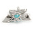 Vintage Inspired Butterfly Brooch with Simulated Turquoise Stone In Aged Silver Tone - 55mm Across - view 5