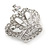 Clear Crystal Crown Brooch In Silver Tone - 35mm Across - view 3
