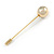 Gold Tone Metal Ball Bead Lapel, Hat, Suit, Tuxedo, Collar, Scarf, Coat Stick Brooch Pin - 75mm L - view 2