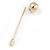 Gold Tone Metal Ball Bead Lapel, Hat, Suit, Tuxedo, Collar, Scarf, Coat Stick Brooch Pin - 75mm L - view 4