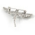 Red/ Grey Enamel Clear Crystal, Faux Pearl Dragonfly Brooch In Silver Tone Metal - 50mm Across - view 4