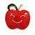 Red/ Green Enamel Smiling Apple Brooch In Gold Tone - 30mm Across
