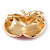 Red/ Green Enamel Smiling Apple Brooch In Gold Tone - 30mm Across - view 3