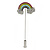 Silver Tone Clear Crystal Enamel Rainbow Lapel, Hat, Suit, Tuxedo, Collar, Scarf, Coat Stick Brooch Pin - 60mm L - view 2