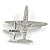 Double Aeroplane 'Angel' Clear Crystal Brooch In Silver Tone Metal - 45mm Across - view 2