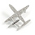 Double Aeroplane 'Angel' Clear Crystal Brooch In Silver Tone Metal - 45mm Across - view 3