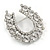 Clear Crystal Lucky Horseshoe Brooch In Silver Tone - 45mm Tall - view 2