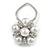 Diamante Faux Pearl Flower Scarf Pin/ Brooch In Silver Tone - 30mm D - view 5