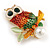 Multicoloured Owl  Brooch In Gold Tone - 40mm Tall - view 3