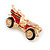Small Vintage Retro Classic 1920's 30's Red/ Black Enamel Car Brooch In Gold Tone Metal - 35mm Across - view 2